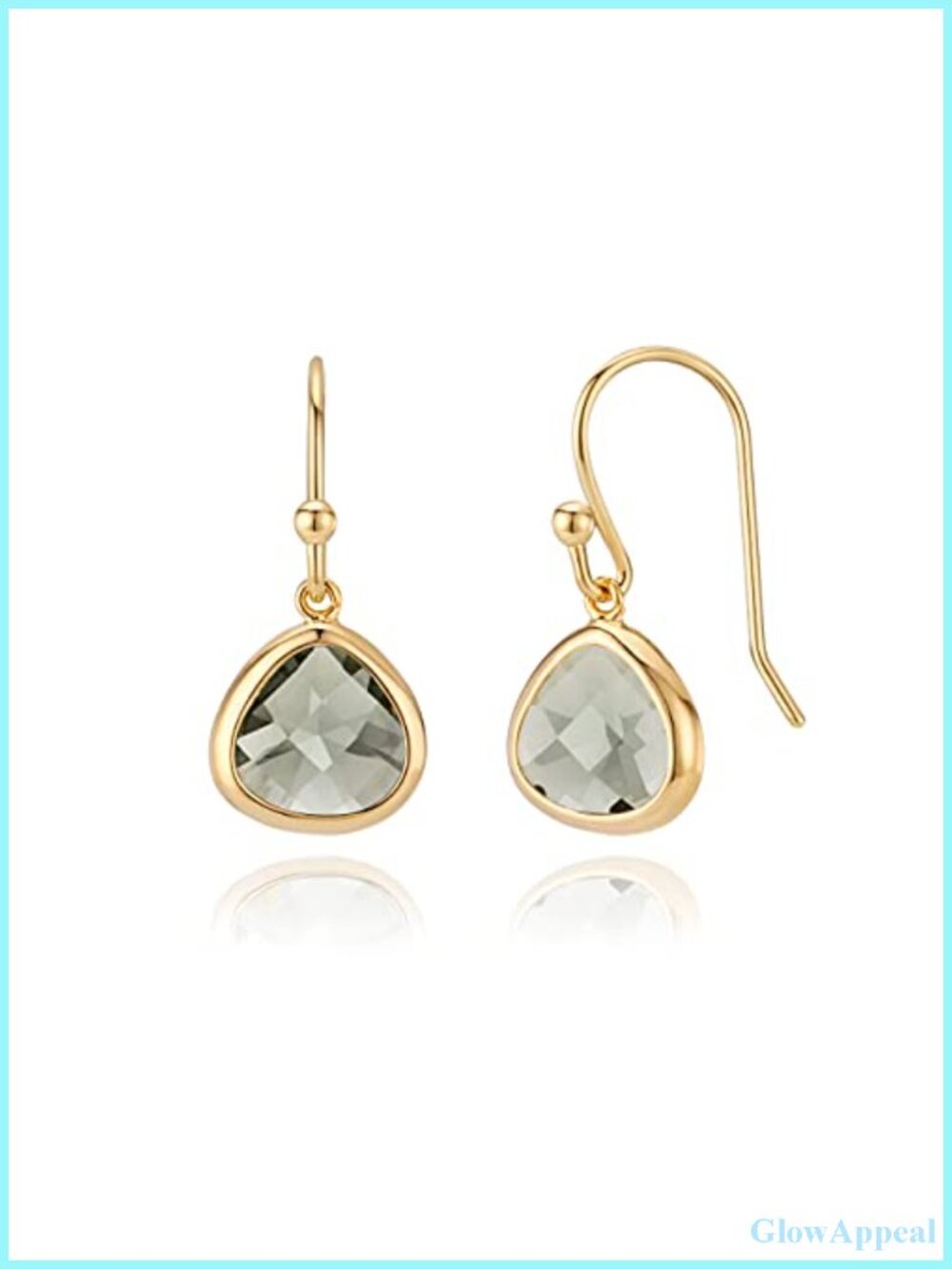 14K Gold Plated Dangle Earrings Simulated Smoky Quartz Crystal Drop